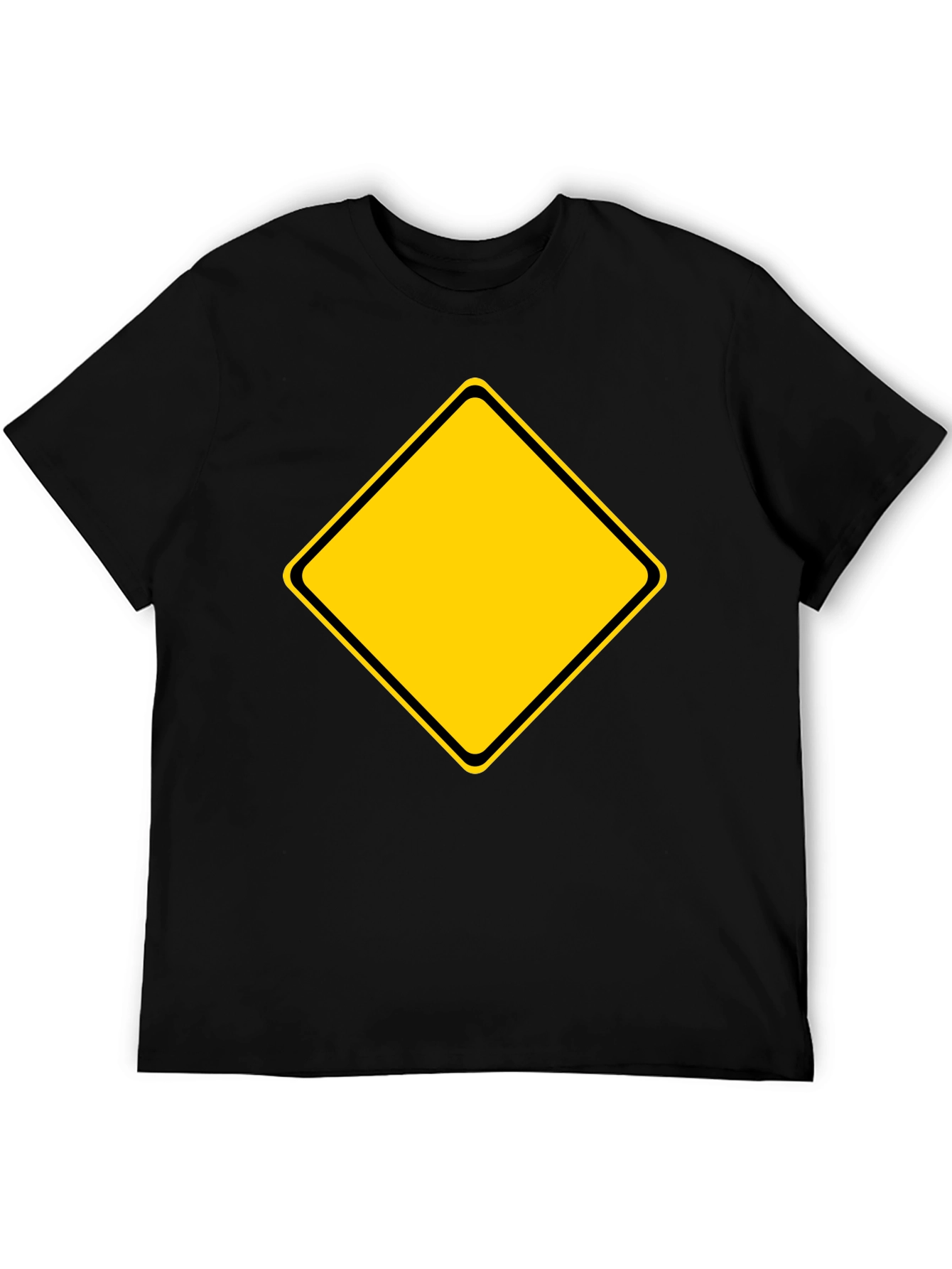 Warning Sign Graphic Tee - Black Cotton Blend Shirt