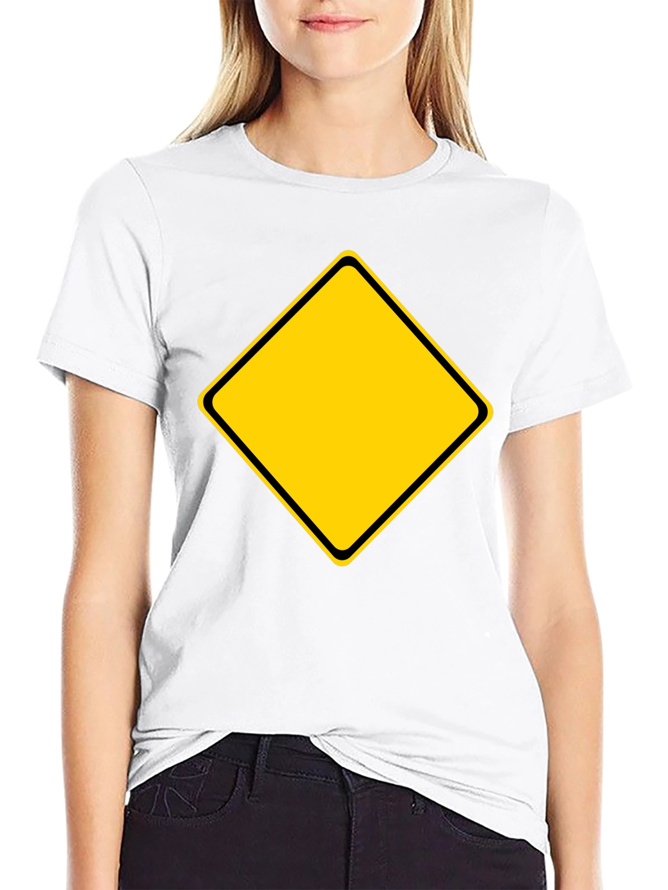 Warning Sign Graphic Tee - Black Cotton Blend Shirt