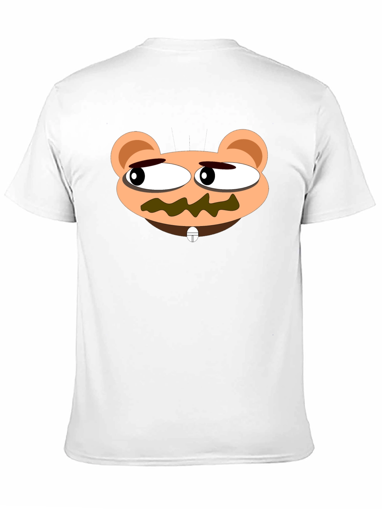 Cartoon Bear Face Black T-Shirt - Unique Design