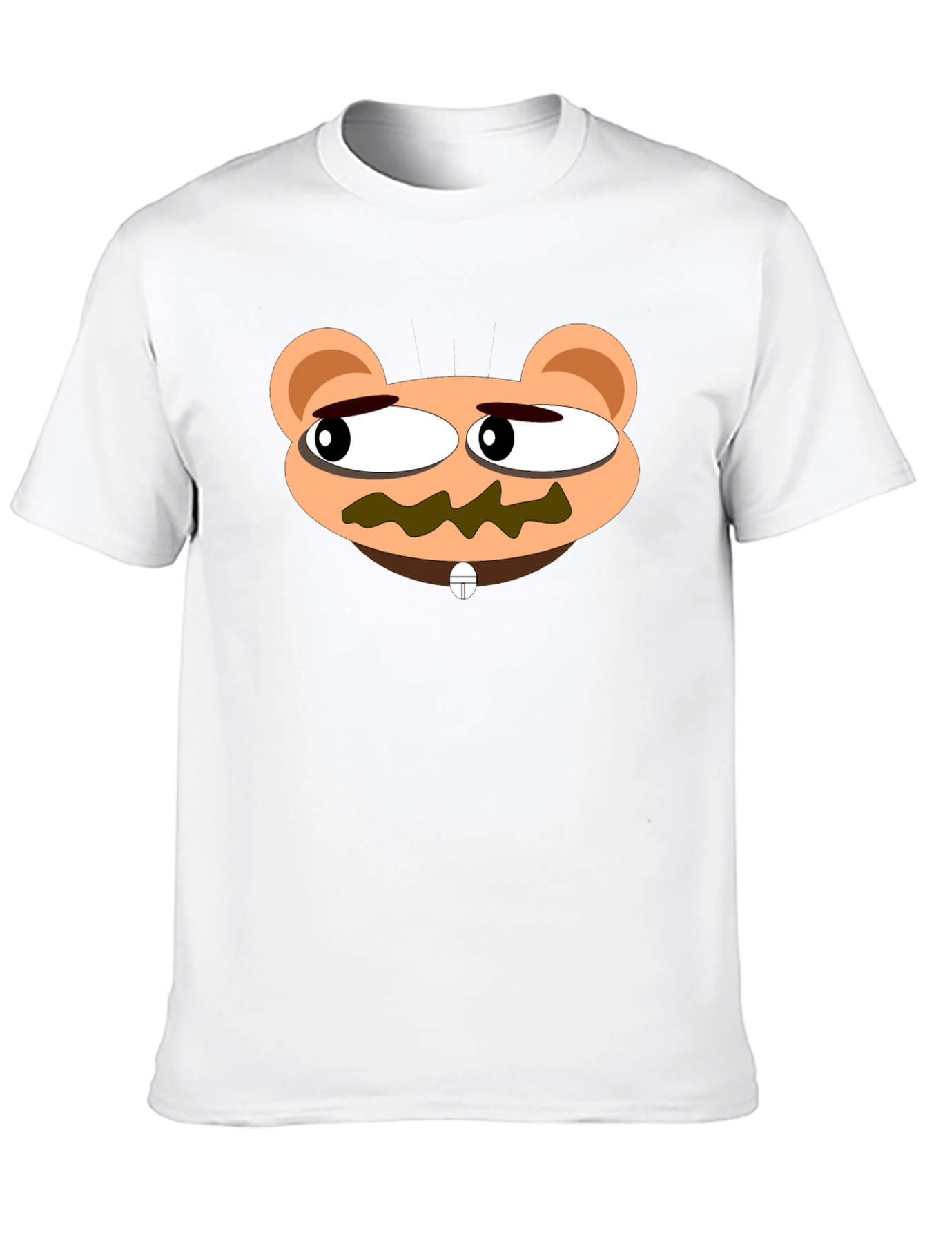 Cartoon Bear Face Black T-Shirt - Unique Design