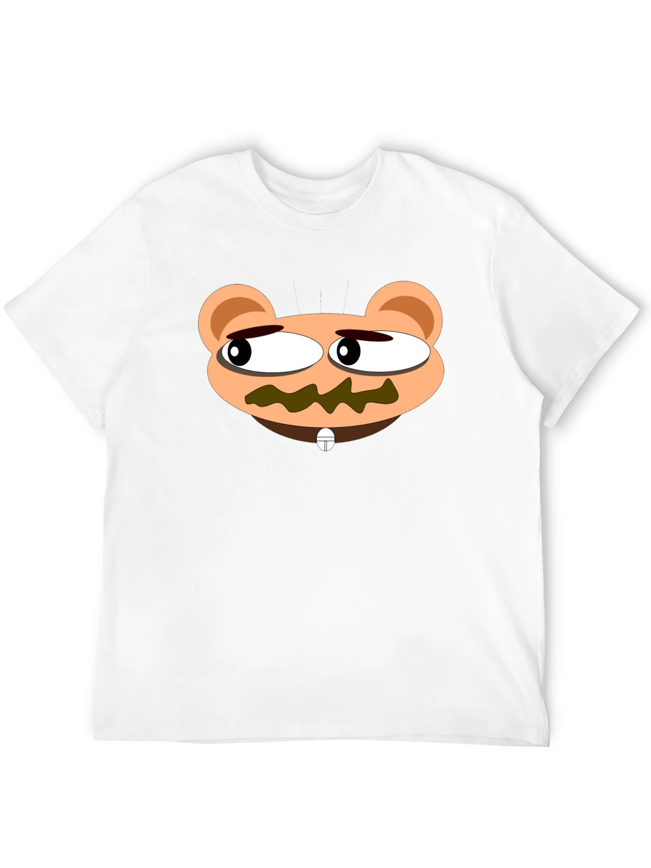 Cartoon Bear Face Black T-Shirt - Unique Design