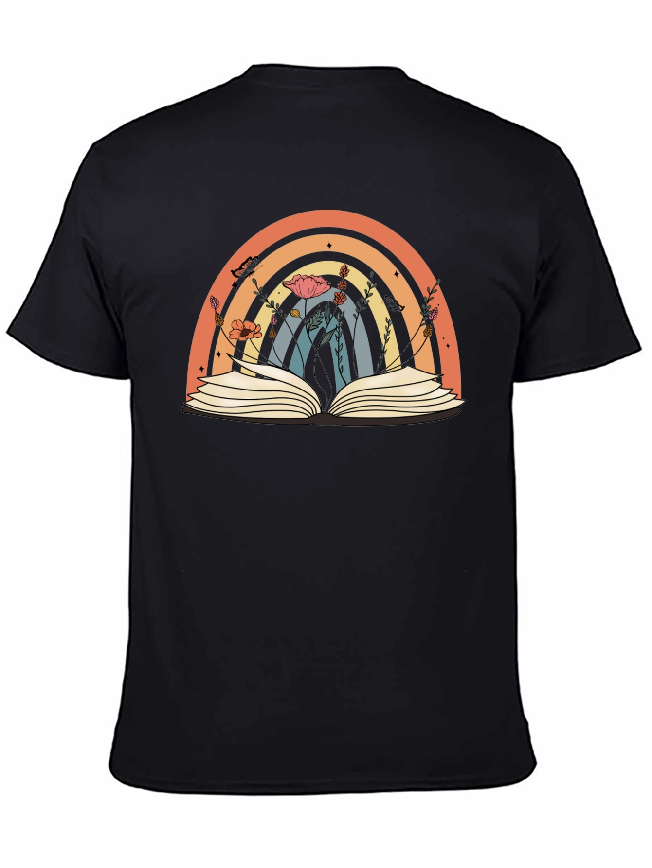 Rainbow Book T-Shirt Floral Book Lover Tee