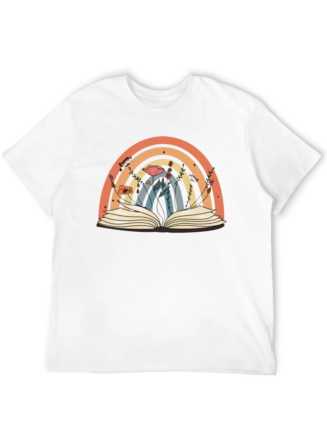 Rainbow Book T-Shirt Floral Book Lover Tee
