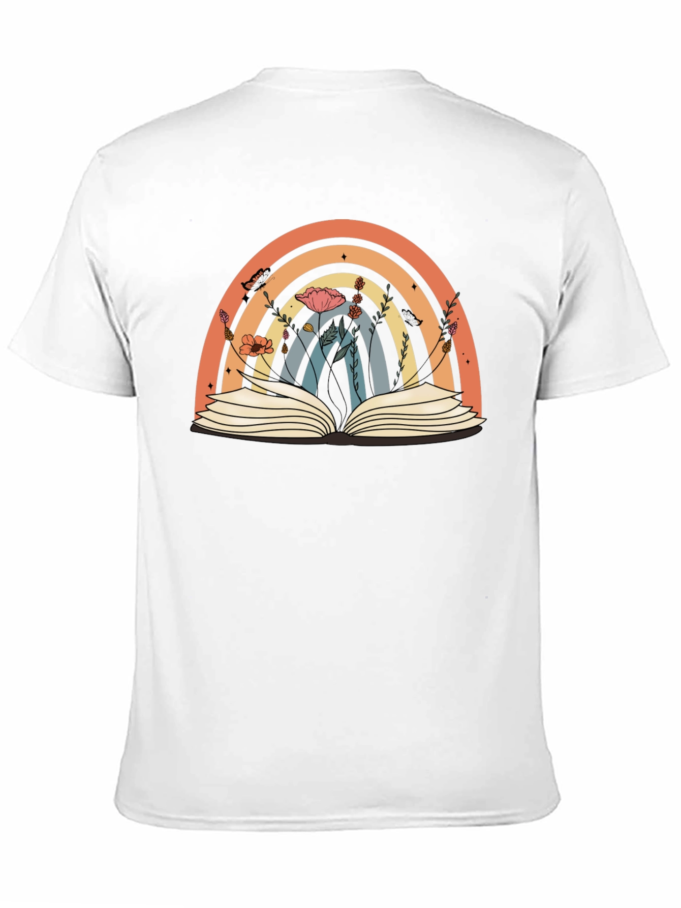Rainbow Book T-Shirt Floral Book Lover Tee