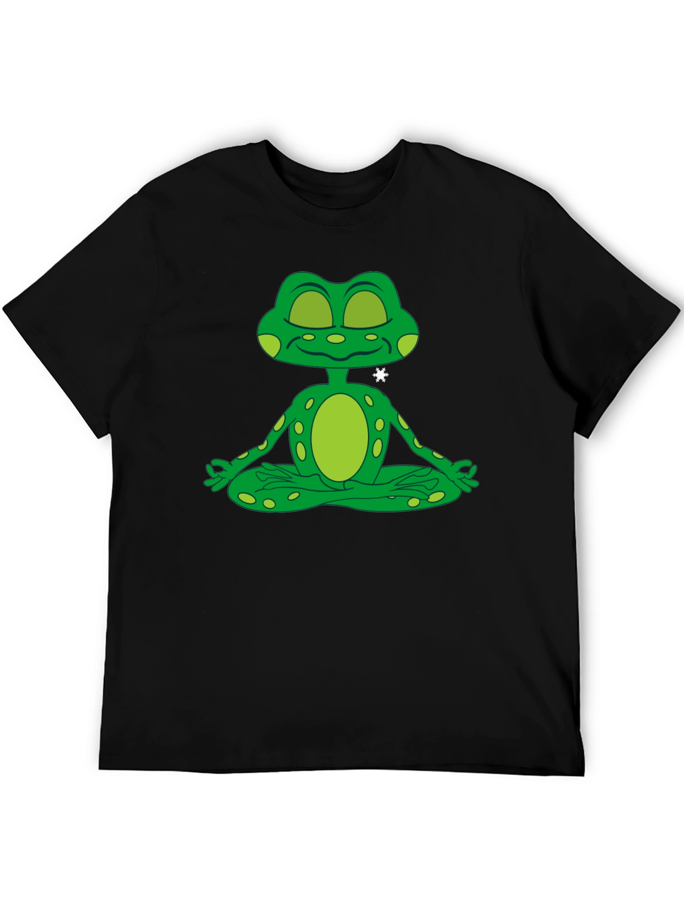 Zen Frog Black T-Shirt - Meditating Cartoon Amphibian