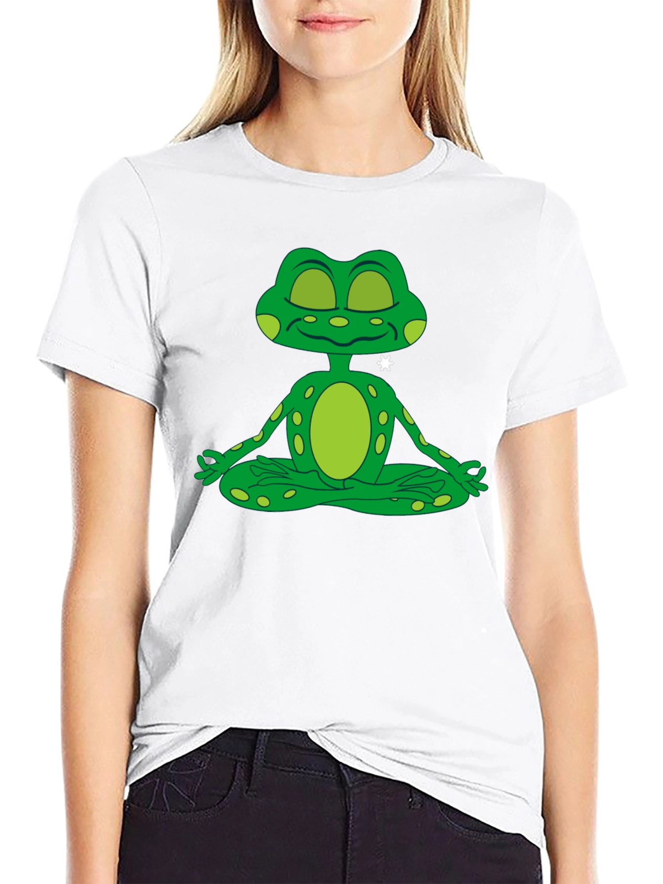 Zen Frog Black T-Shirt - Meditating Cartoon Amphibian