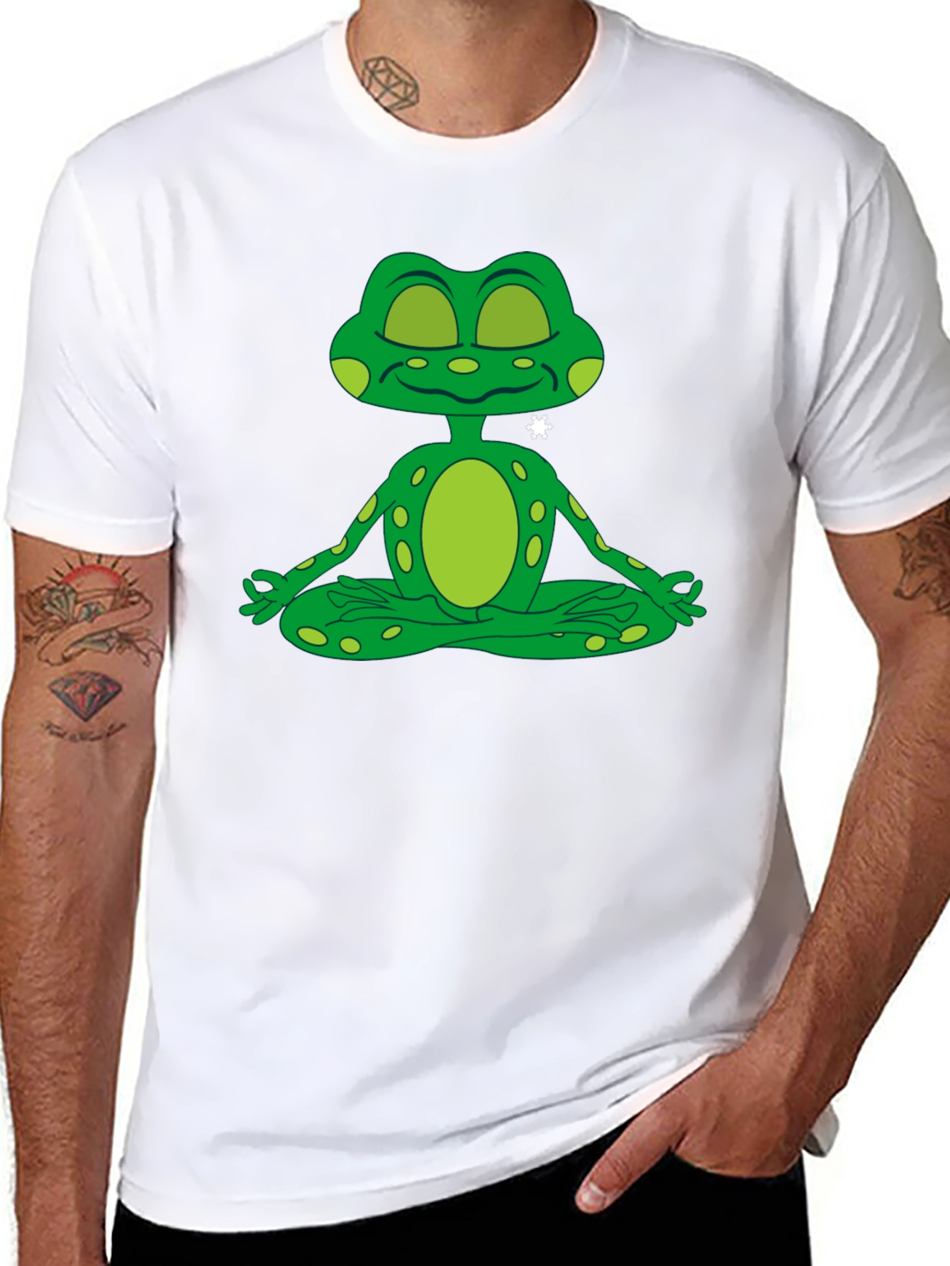 Zen Frog Black T-Shirt - Meditating Cartoon Amphibian