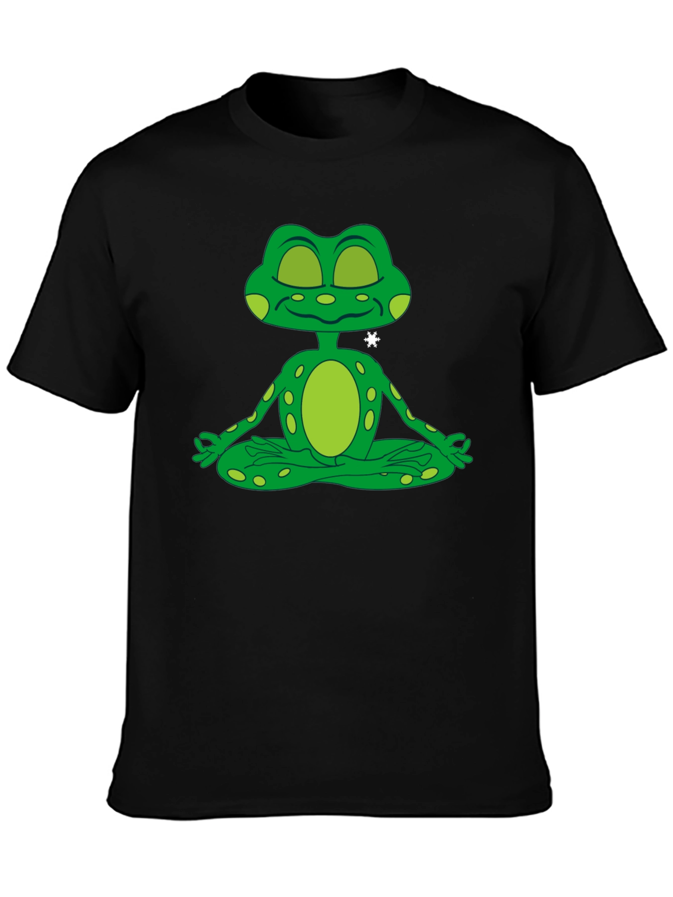 Zen Frog Black T-Shirt - Meditating Cartoon Amphibian