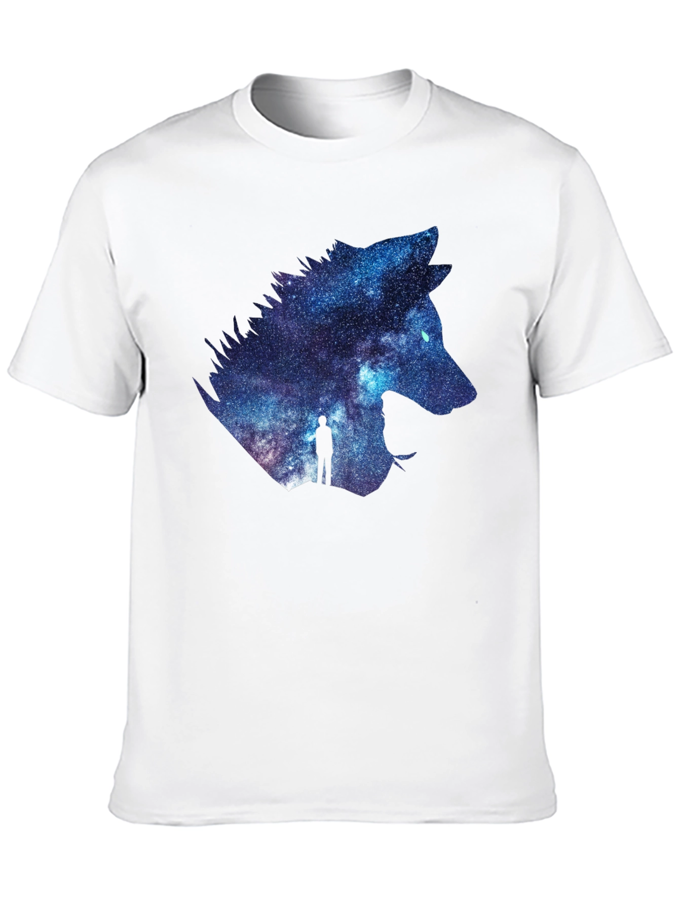 Galaxy Wolf Graphic T-Shirt - Black Crew Neck