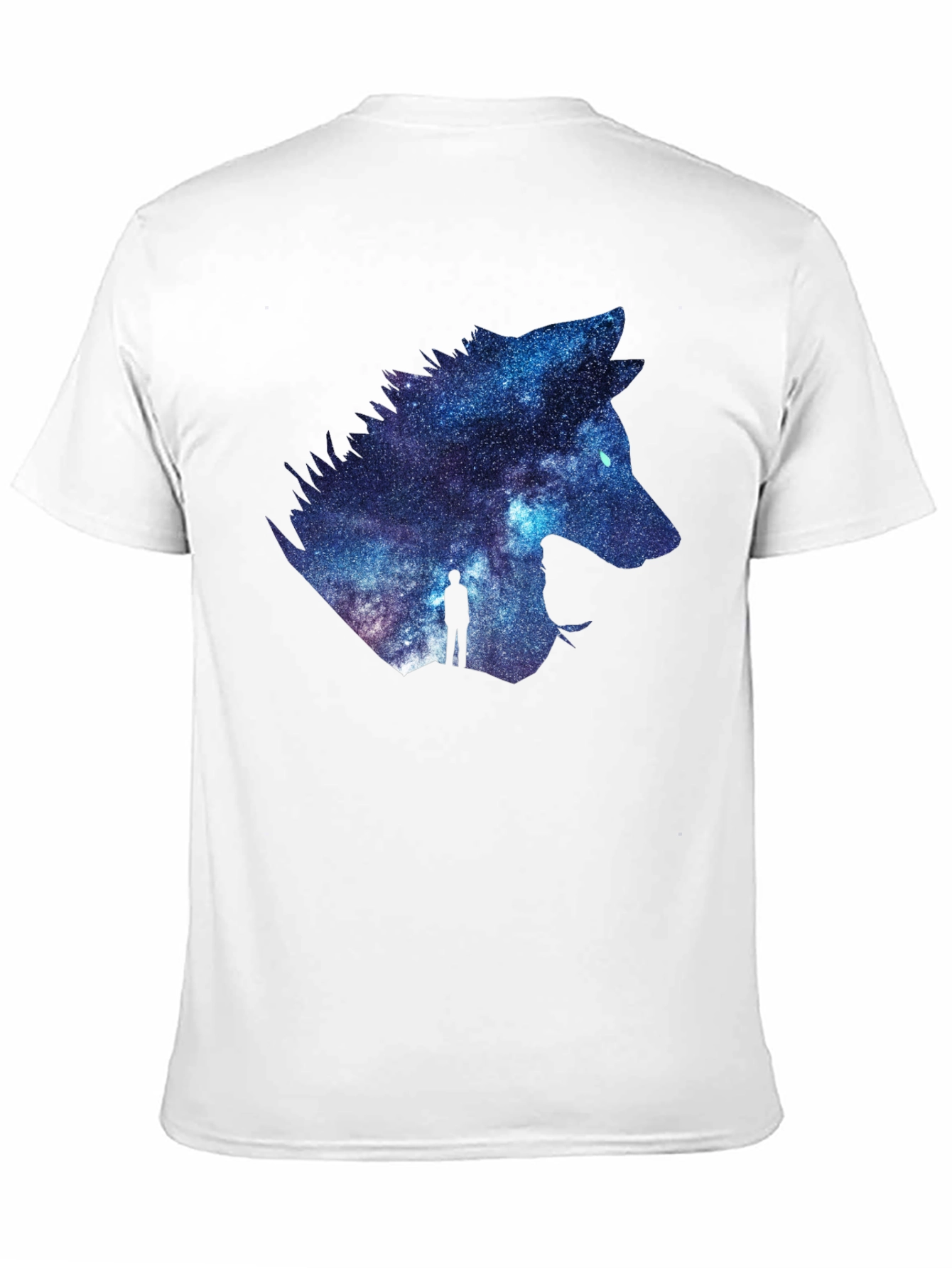 Galaxy Wolf Graphic T-Shirt - Black Crew Neck