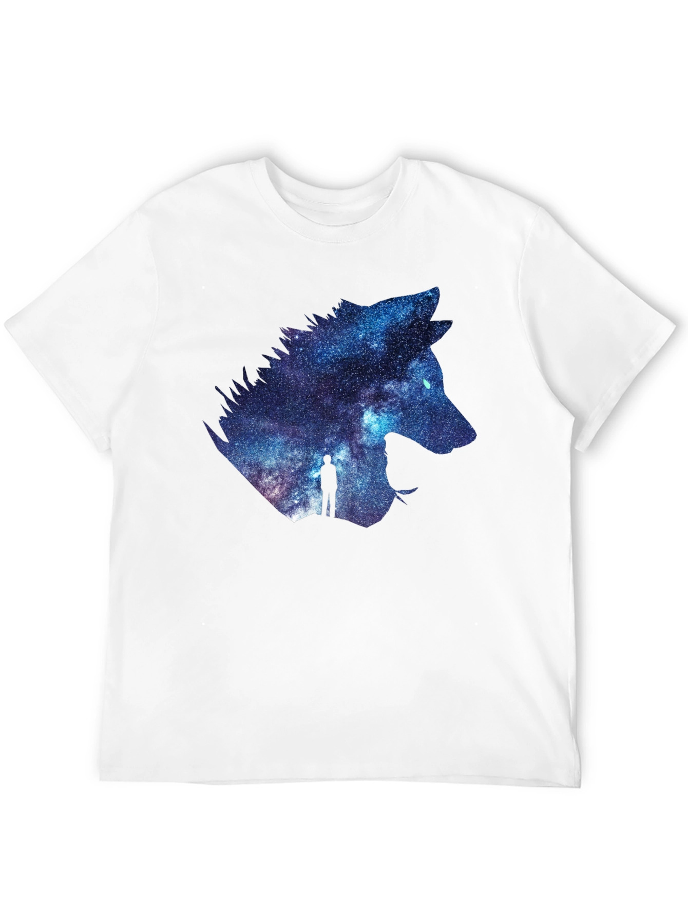 Galaxy Wolf Graphic T-Shirt - Black Crew Neck
