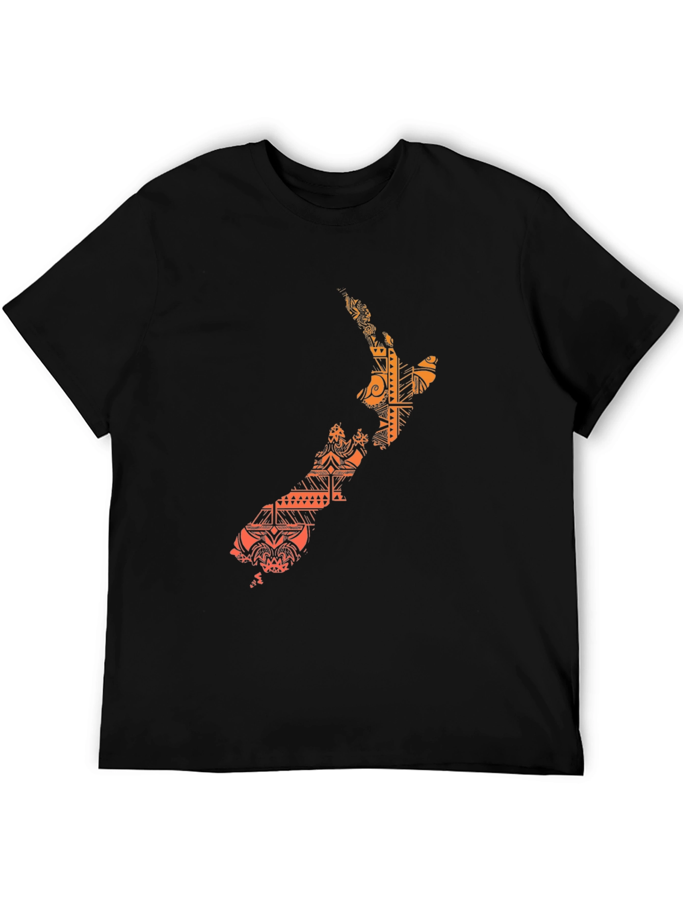 Maori New Zealand Map Black T-Shirt