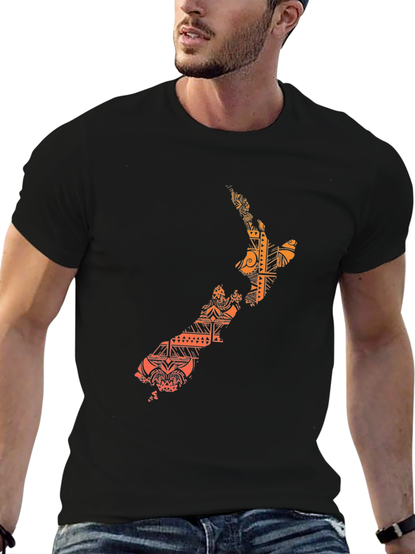 Maori New Zealand Map Black T-Shirt