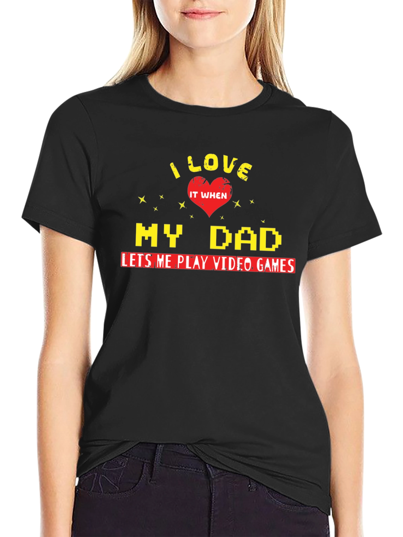 I Love My Dad Video Games Black T-Shirt
