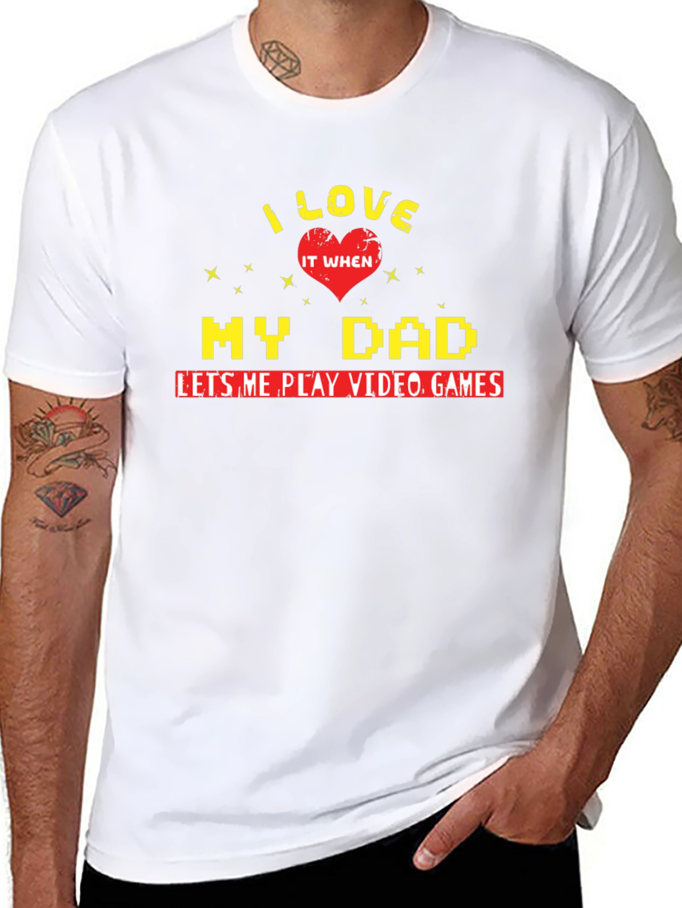 I Love My Dad Video Games Black T-Shirt