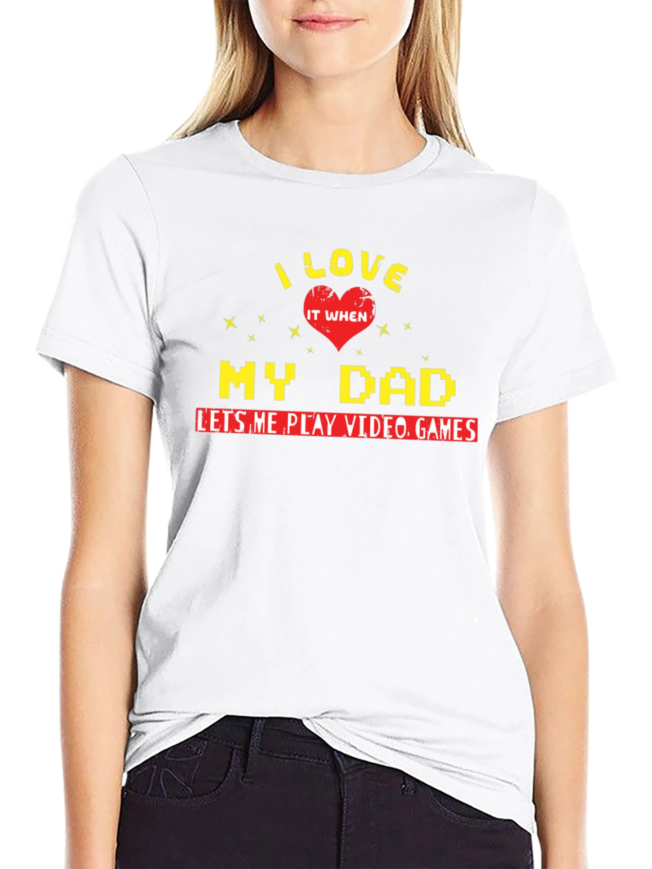 I Love My Dad Video Games Black T-Shirt