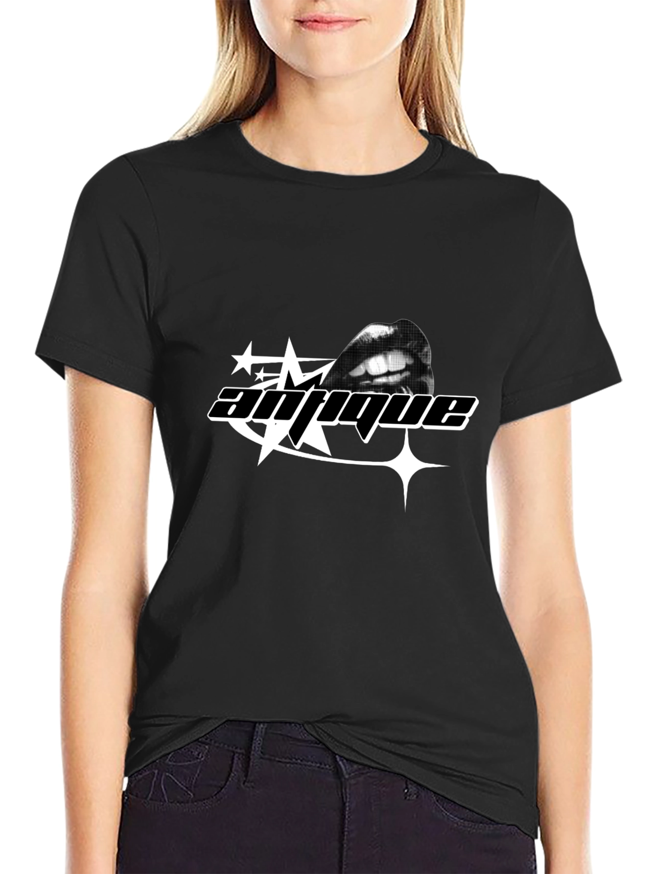 Antique Graphic Tee - Black Crew Neck