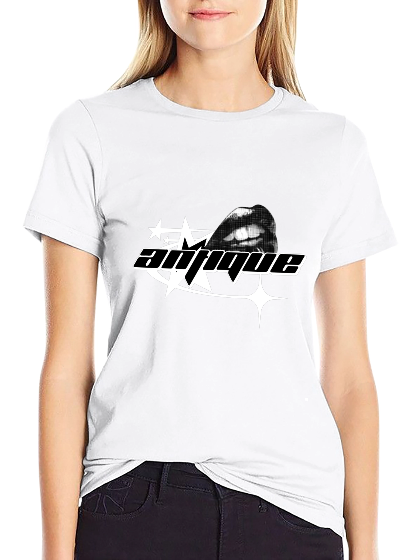 Antique Graphic Tee - Black Crew Neck