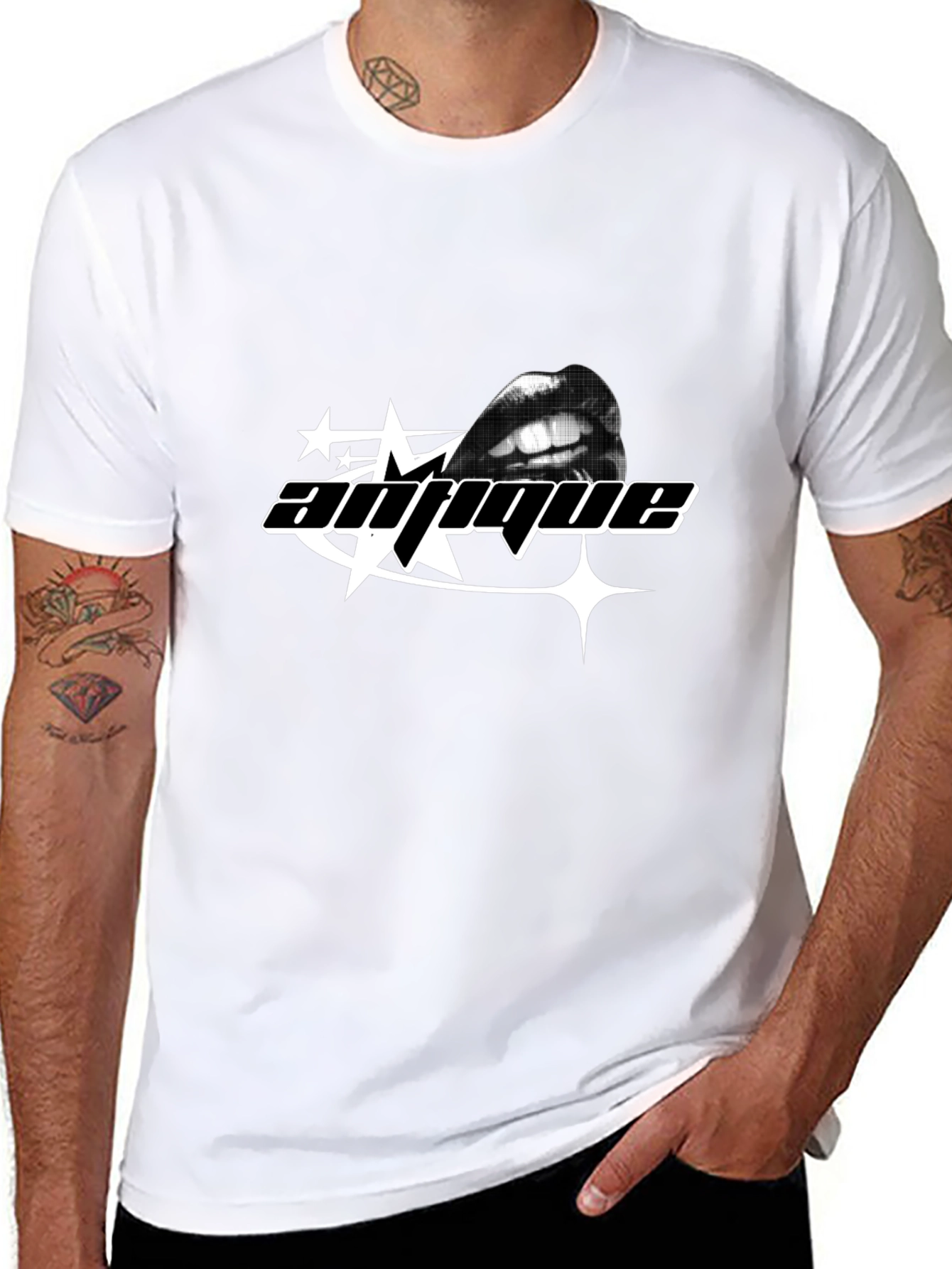 Antique Graphic Tee - Black Crew Neck