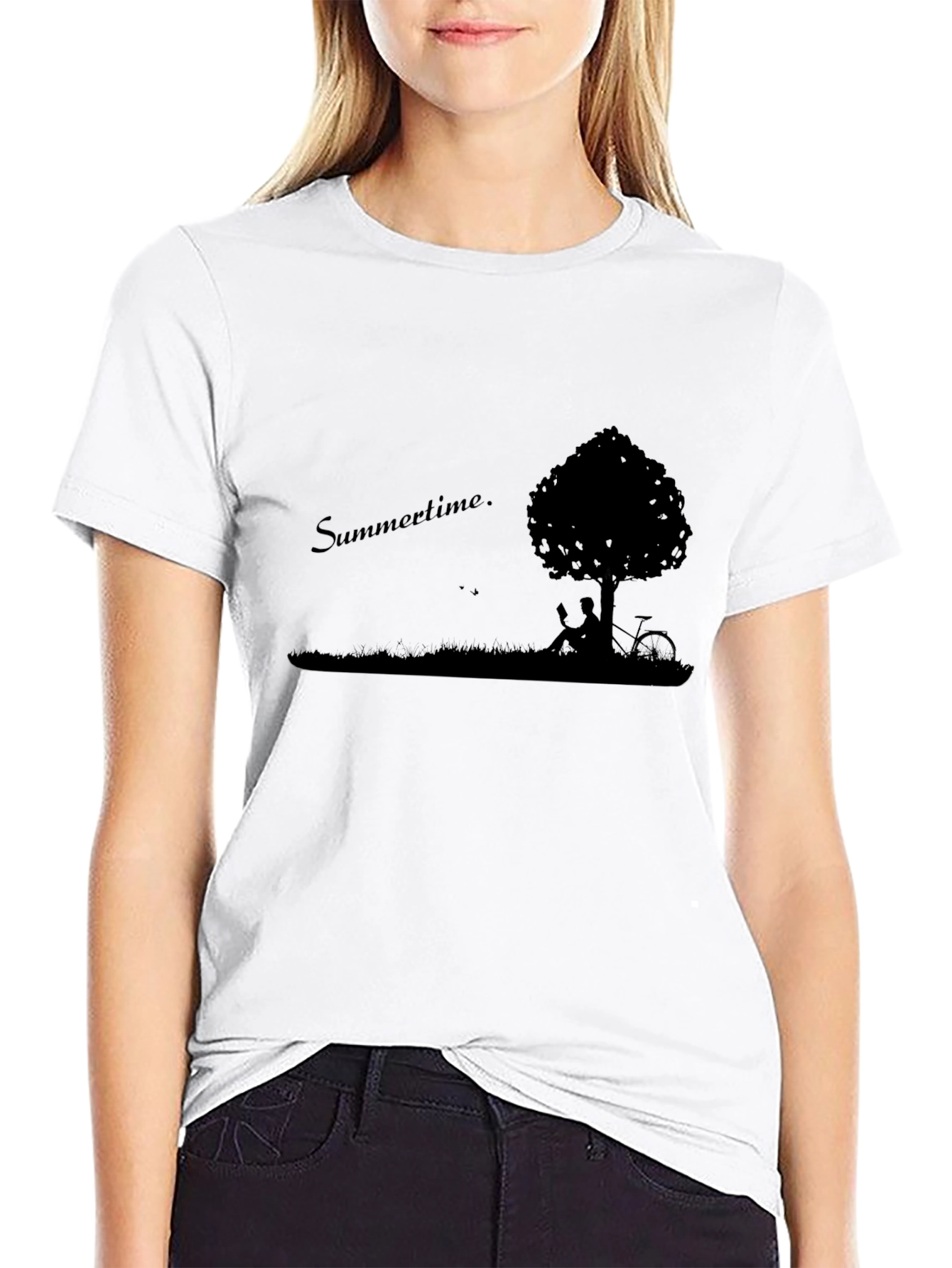 Summertime Silhouette T-Shirt - Relaxed Fit Black Tee