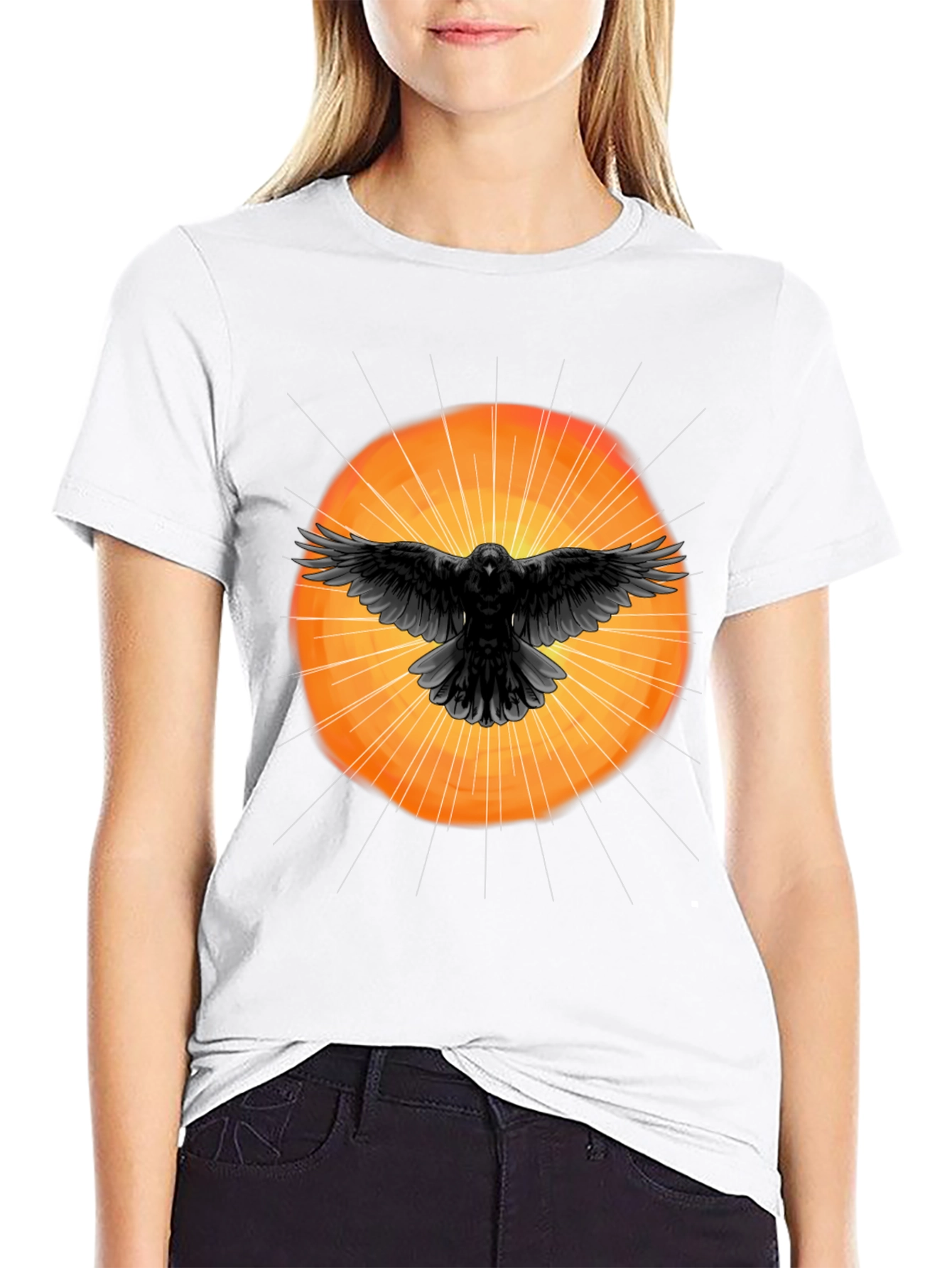 Raven Sunburst Graphic T-Shirt - Stylish Black Tee