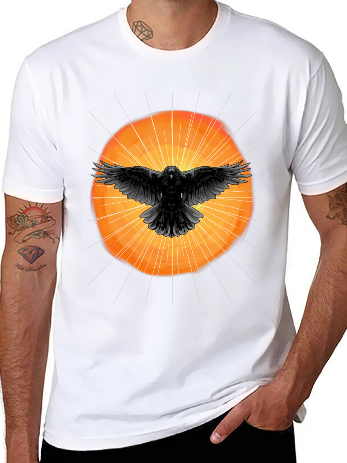 Raven Sunburst Graphic T-Shirt - Stylish Black Tee