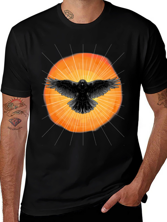 Raven Sunburst Graphic T-Shirt - Stylish Black Tee