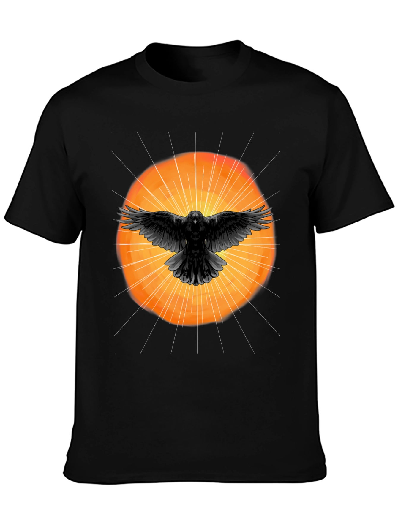 Raven Sunburst Graphic T-Shirt - Stylish Black Tee