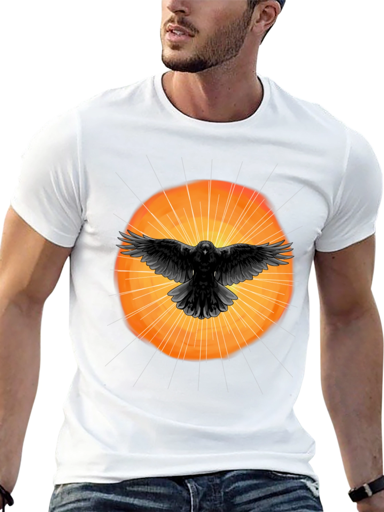 Raven Sunburst Graphic T-Shirt - Stylish Black Tee
