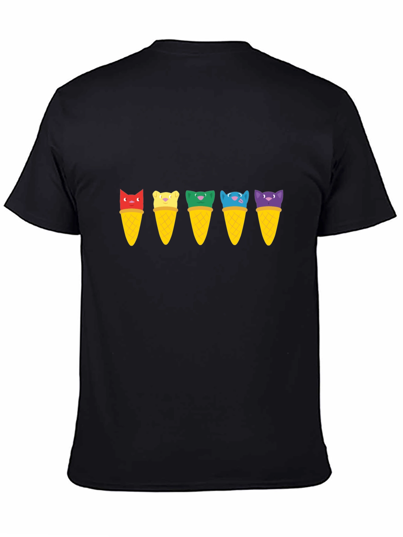 Cat Ice Cream Cone T-Shirt - Unisex Black Tee