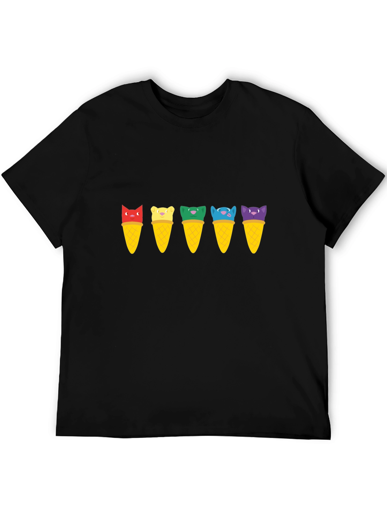 Cat Ice Cream Cone T-Shirt - Unisex Black Tee