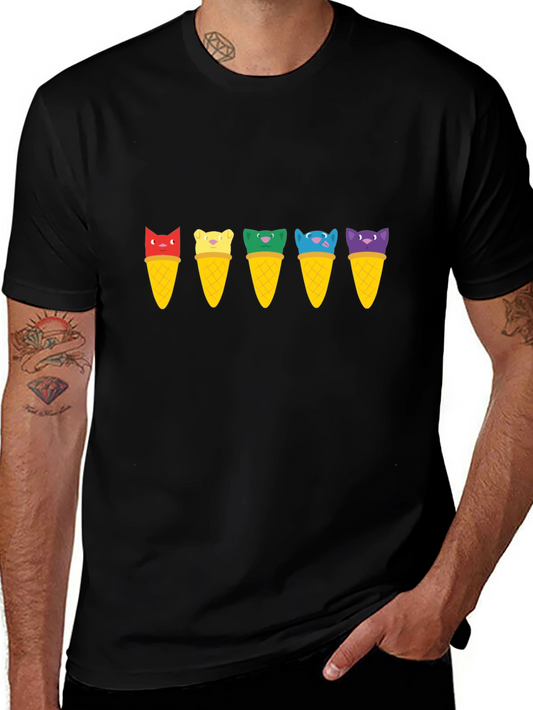 Cat Ice Cream Cone T-Shirt - Unisex Black Tee