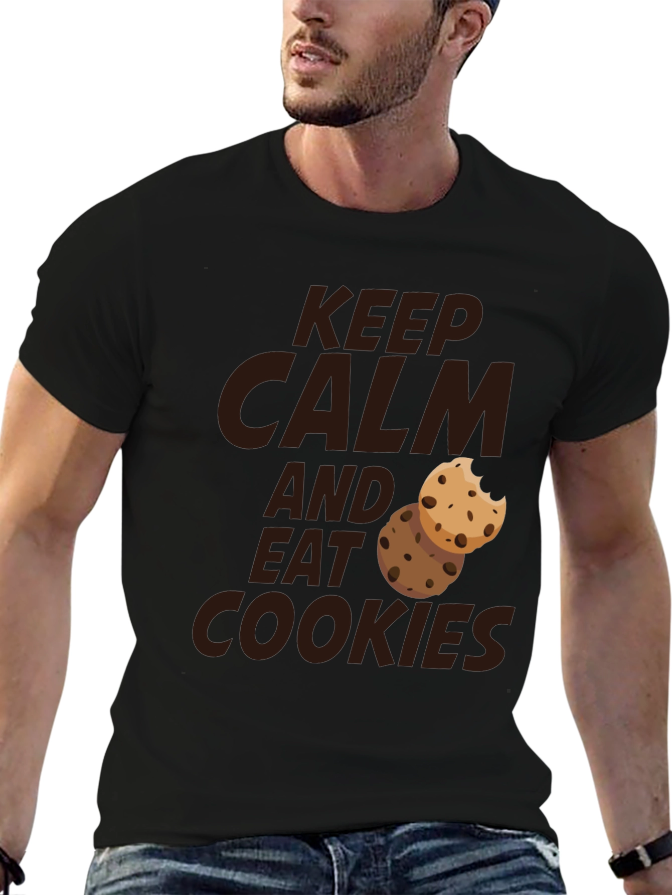 Keep Calm and Eat Cookies - Novelty Graphic T-Shirt