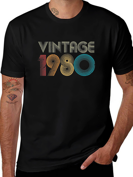 Vintage 1980 Graphic Tee - Retro Birthday T-Shirt