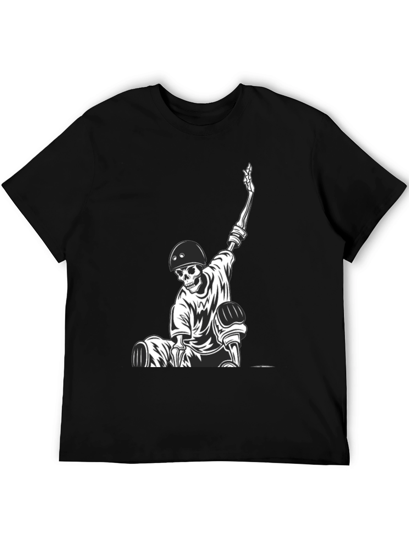 Skeleton Skateboarder Graphic Tee - Cool Black T-Shirt