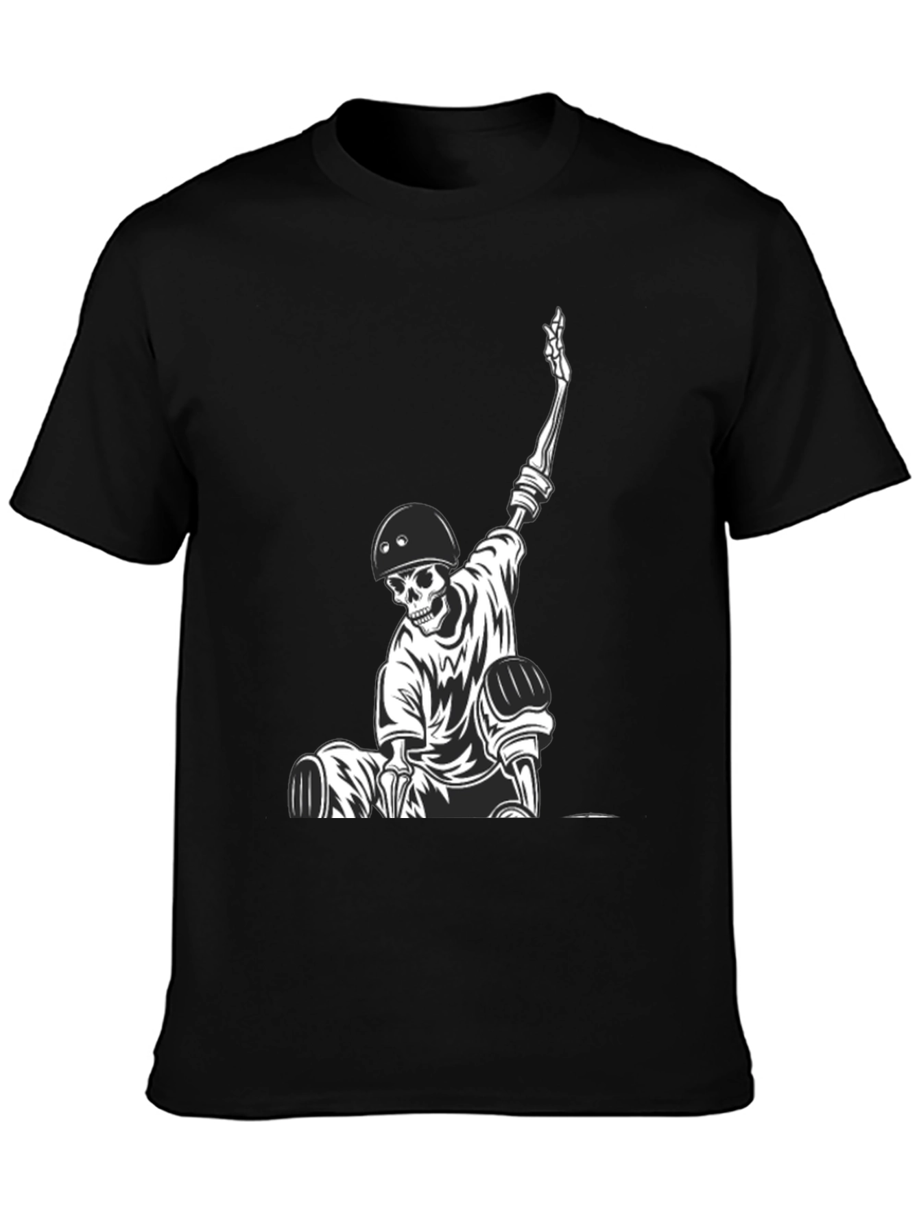 Skeleton Skateboarder Graphic Tee - Cool Black T-Shirt
