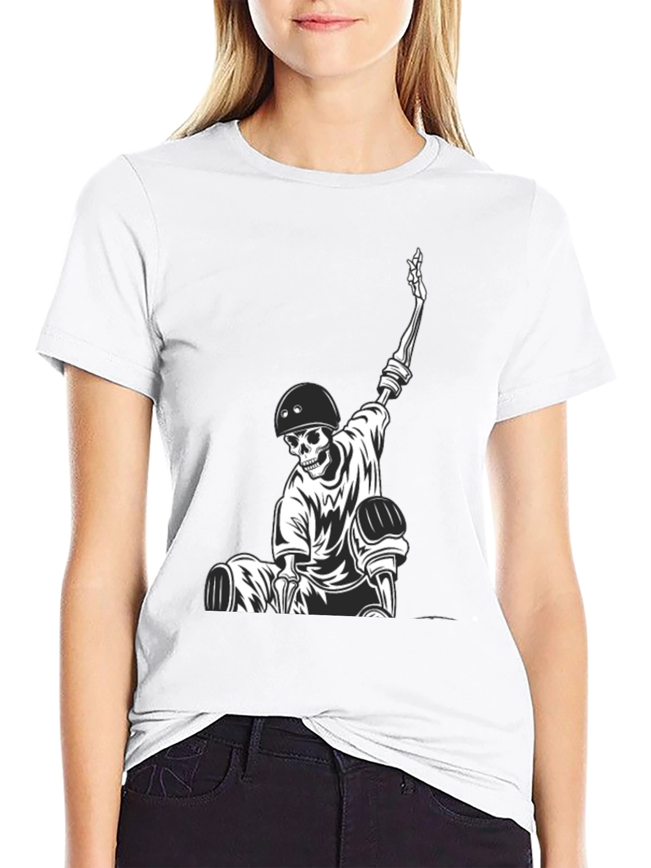 Skeleton Skateboarder Graphic Tee - Cool Black T-Shirt