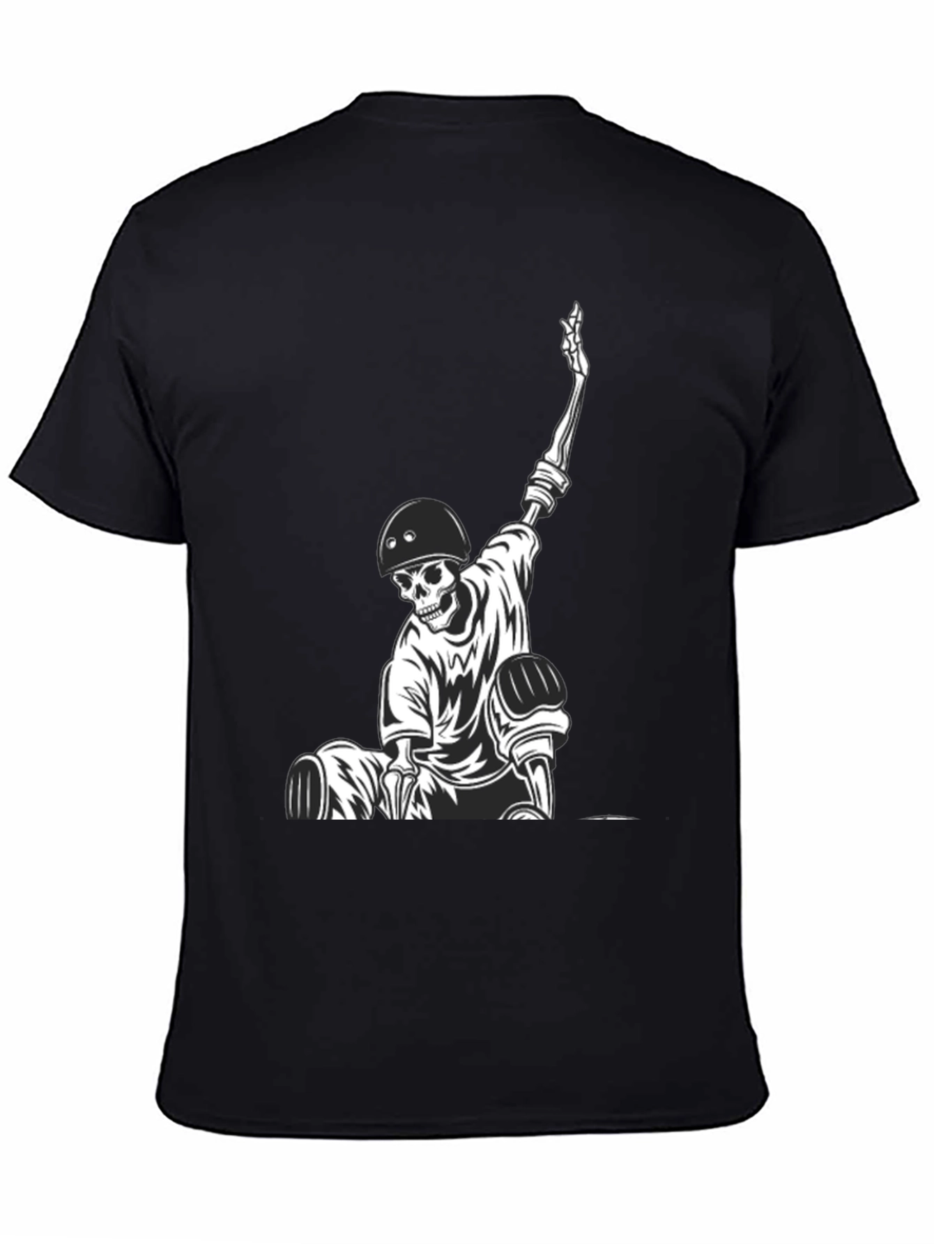 Skeleton Skateboarder Graphic Tee - Cool Black T-Shirt