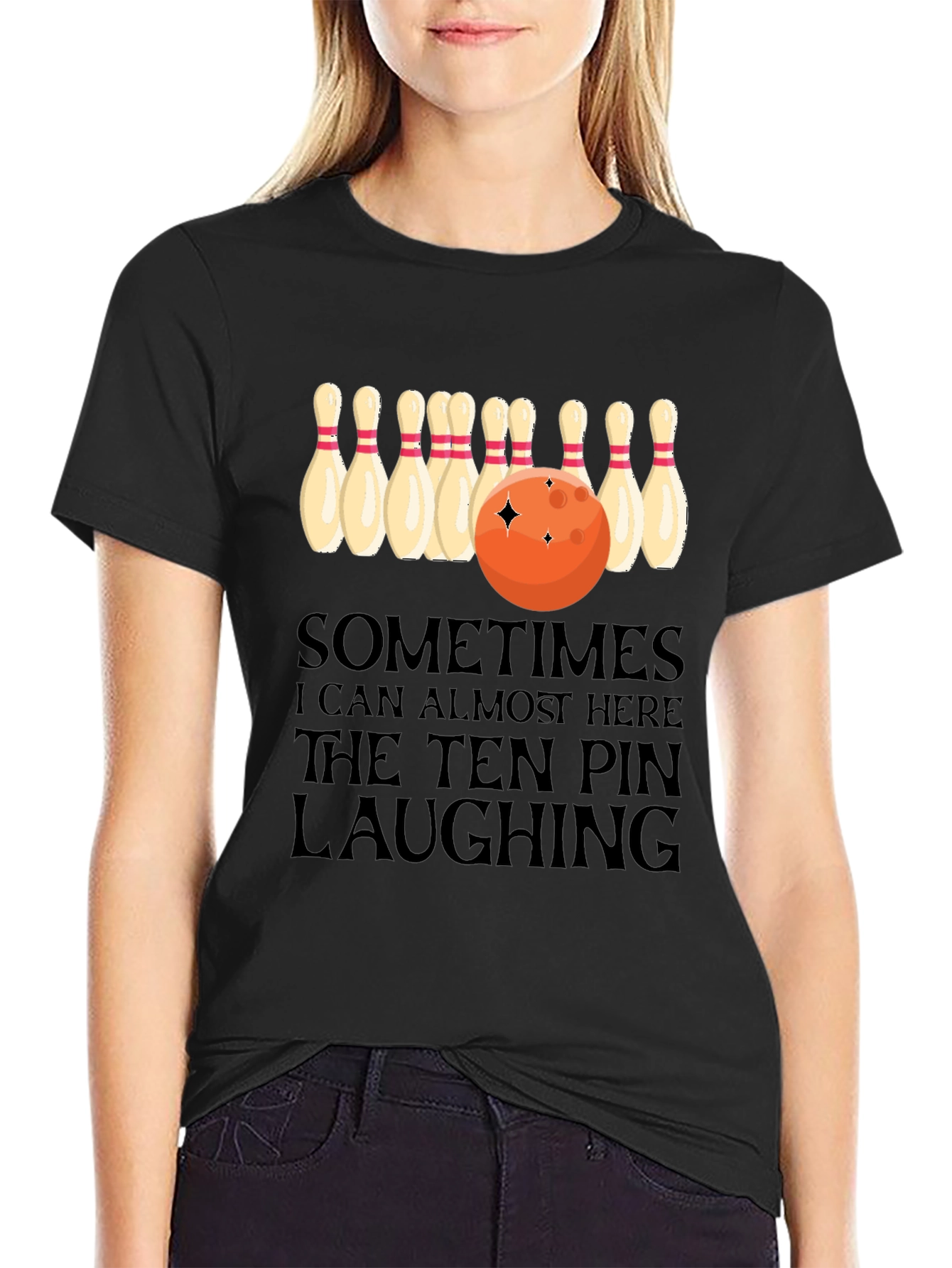 Bowling Humor T-Shirt: Ten Pin Laughing Graphic Tee