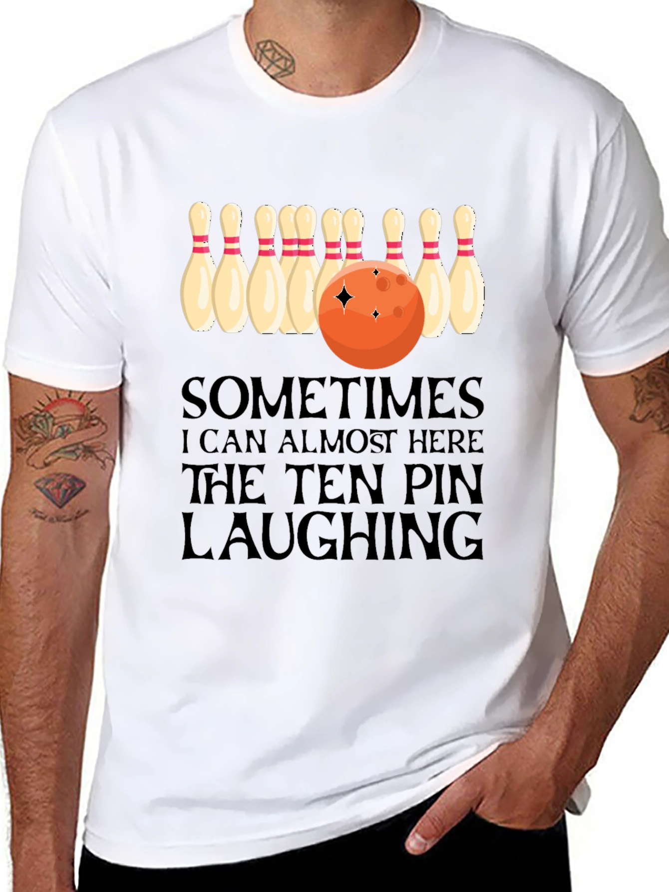 Bowling Humor T-Shirt: Ten Pin Laughing Graphic Tee