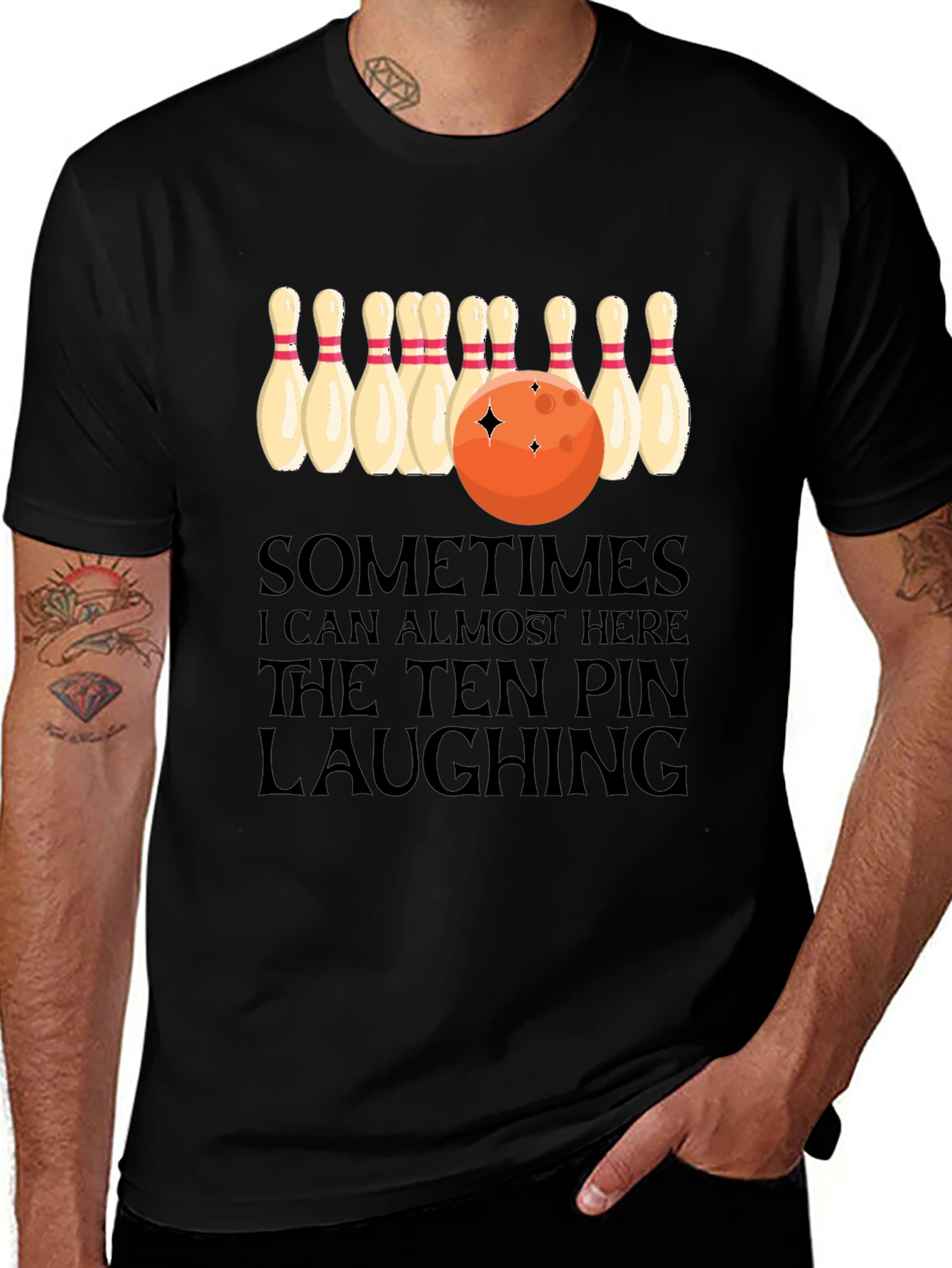 Bowling Humor T-Shirt: Ten Pin Laughing Graphic Tee