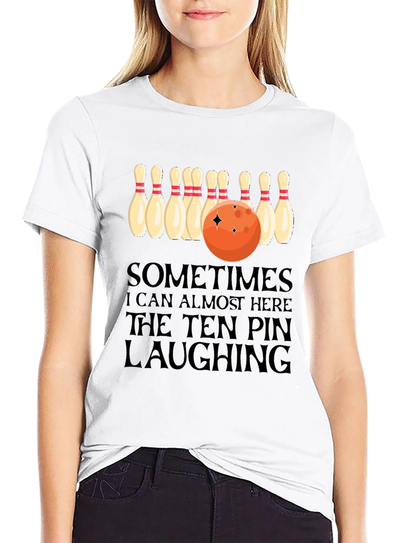 Bowling Humor T-Shirt: Ten Pin Laughing Graphic Tee