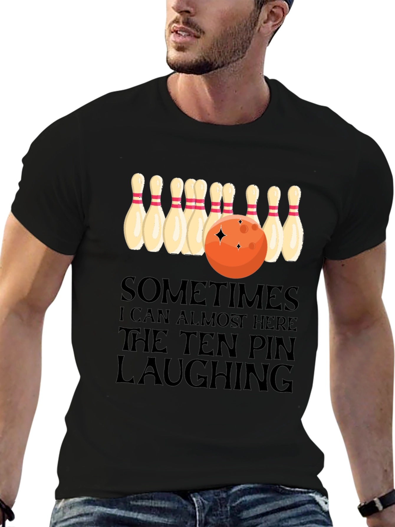 Bowling Humor T-Shirt: Ten Pin Laughing Graphic Tee