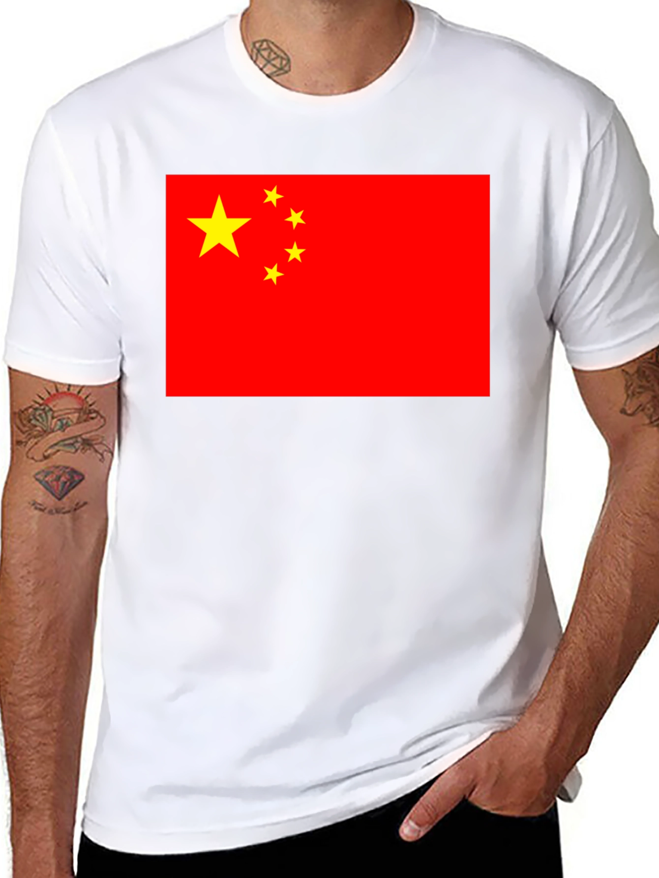 China Flag Graphic Tee - Black Cotton T-Shirt
