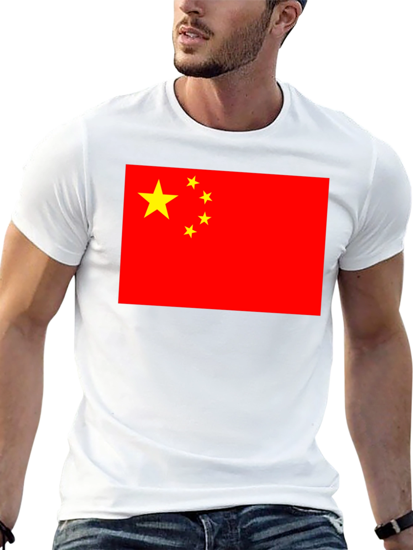 China Flag Graphic Tee - Black Cotton T-Shirt