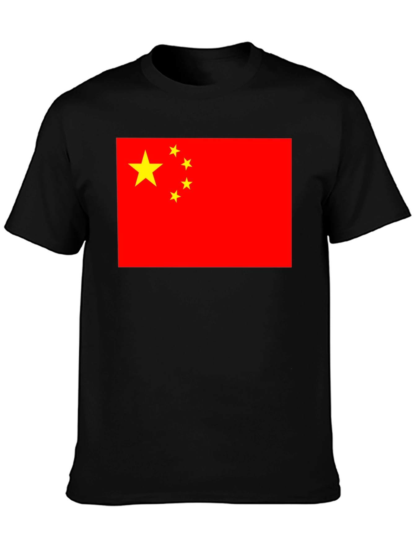China Flag Graphic Tee - Black Cotton T-Shirt