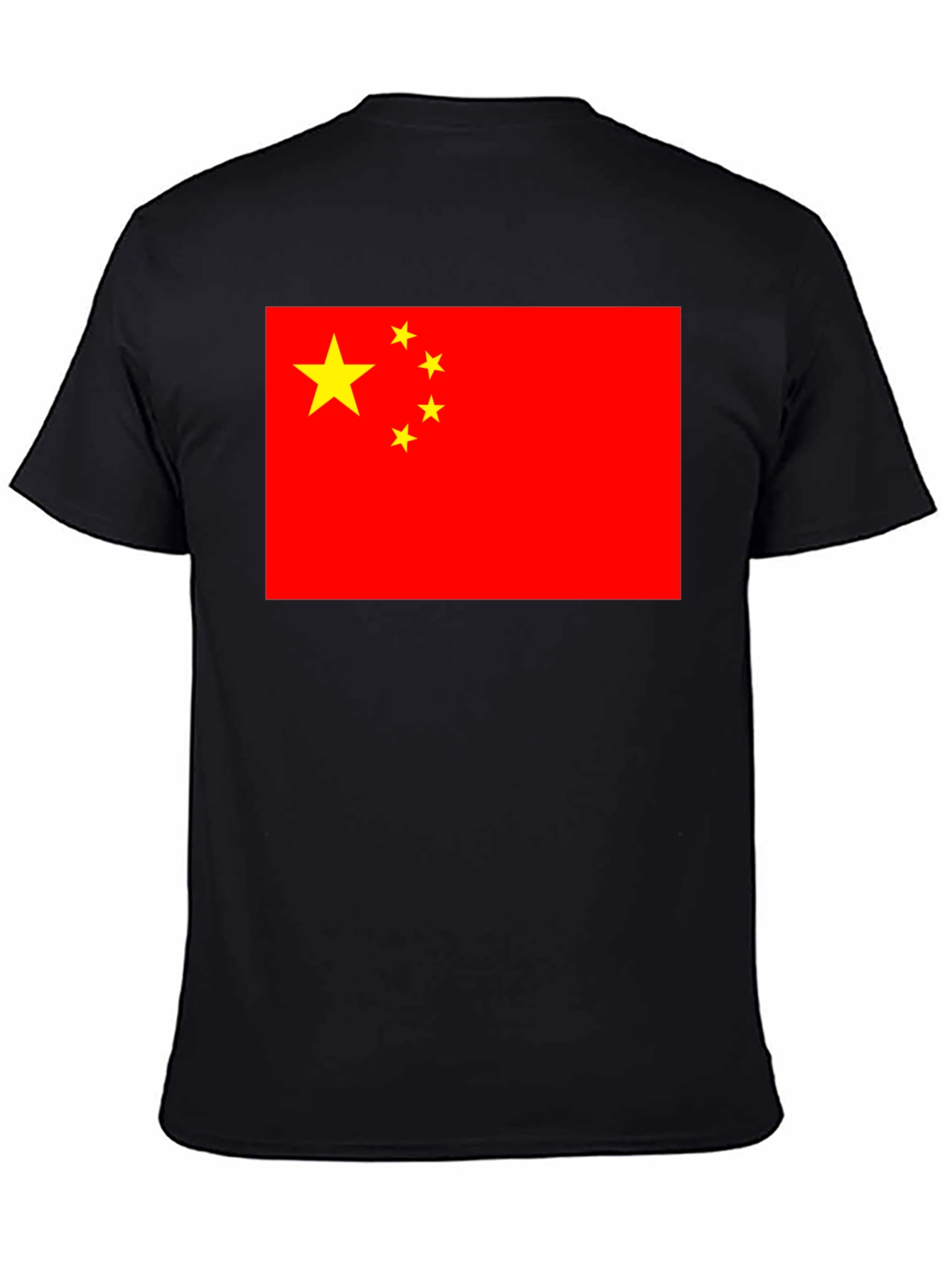China Flag Graphic Tee - Black Cotton T-Shirt