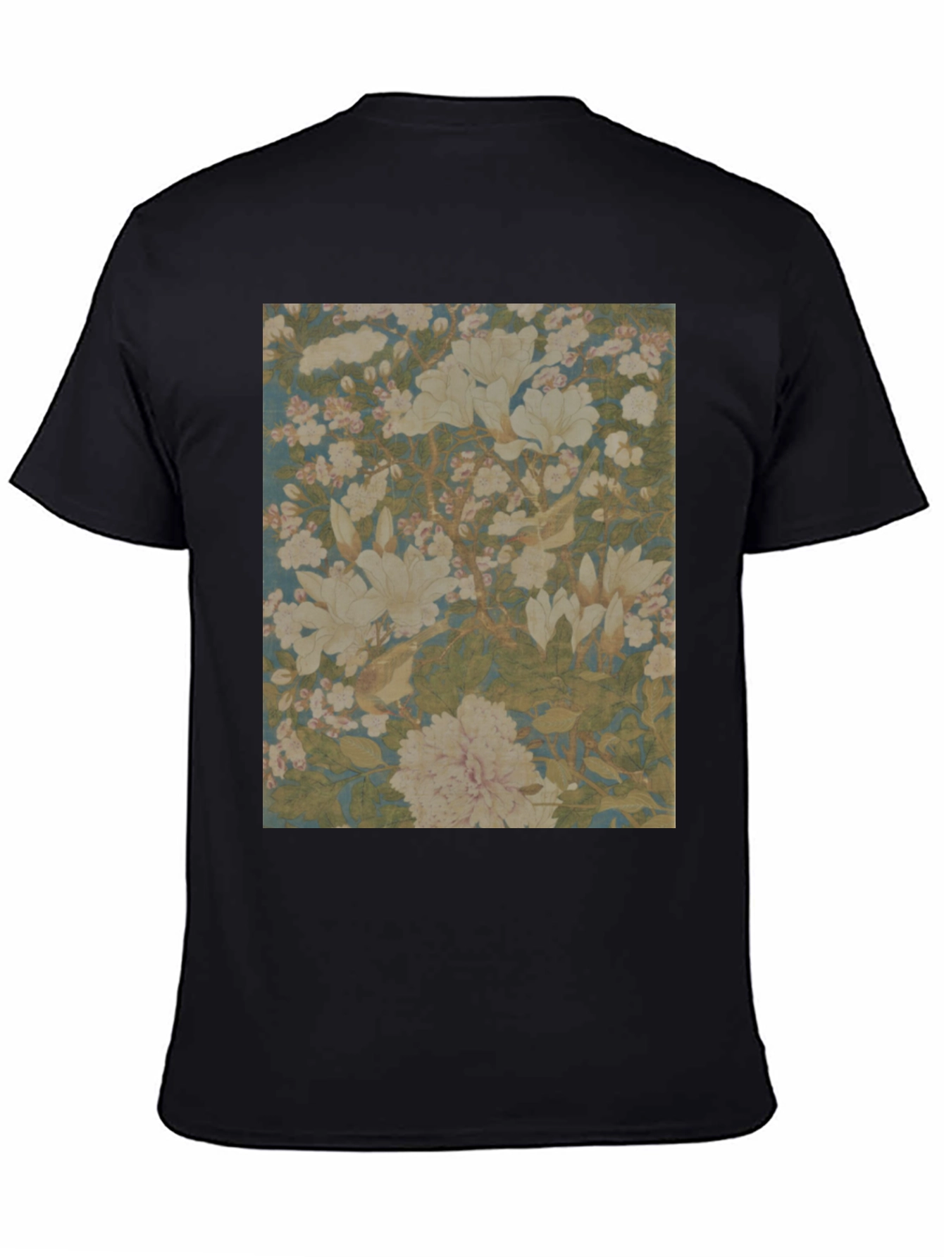 Floral Print Tee - Black Cotton Casual Wear