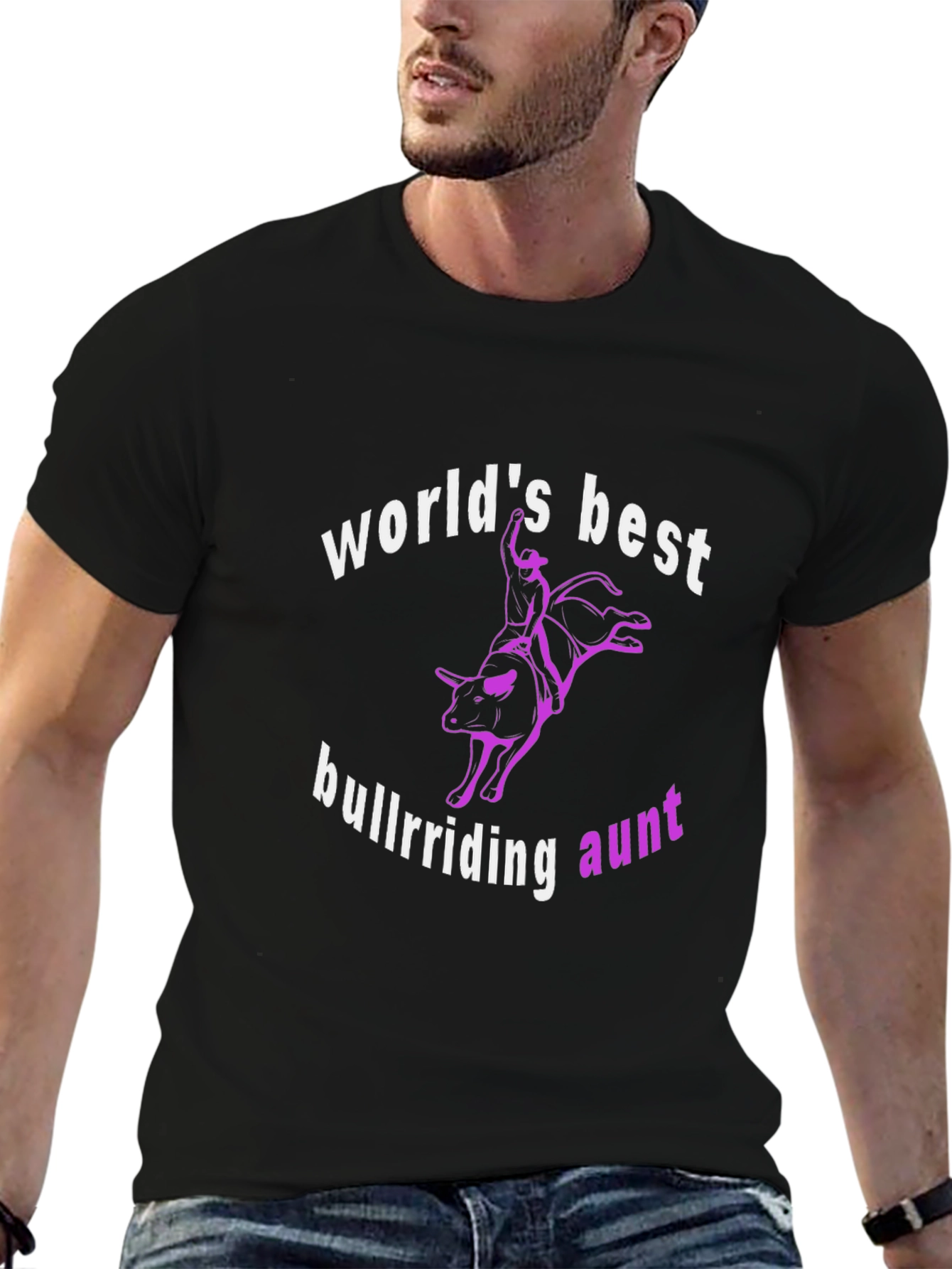 Worlds Best Bullriding Aunt Black T-Shirt