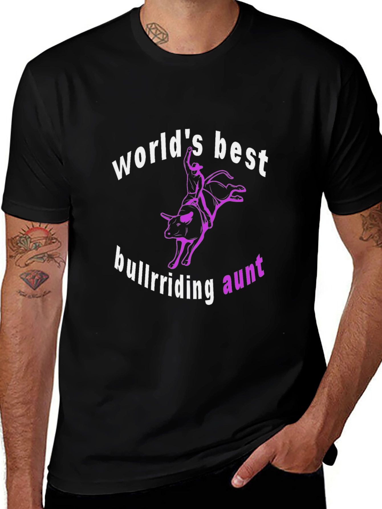 Worlds Best Bullriding Aunt Black T-Shirt